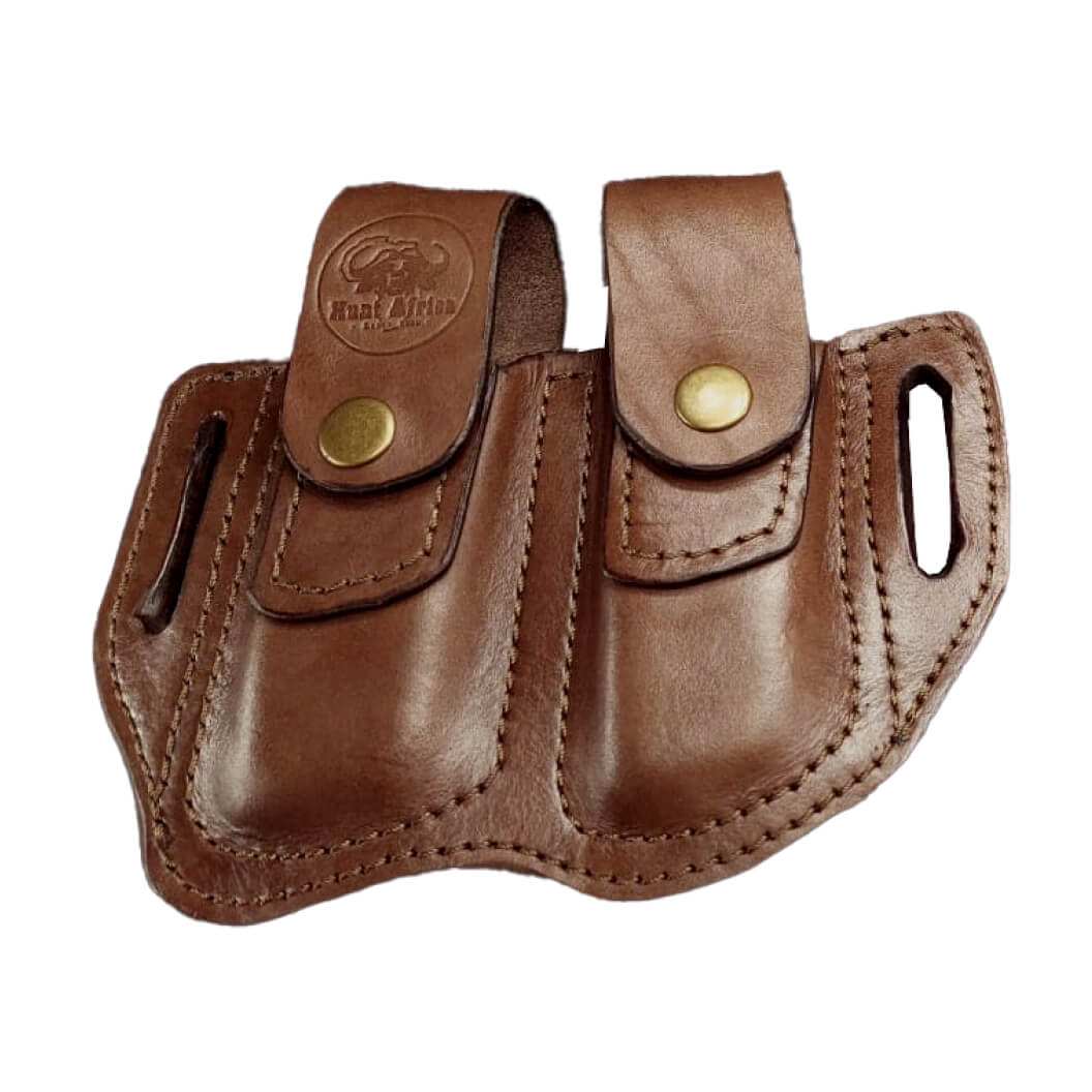 Leather Pistol Double Magazine Pouch Closed Double Stack